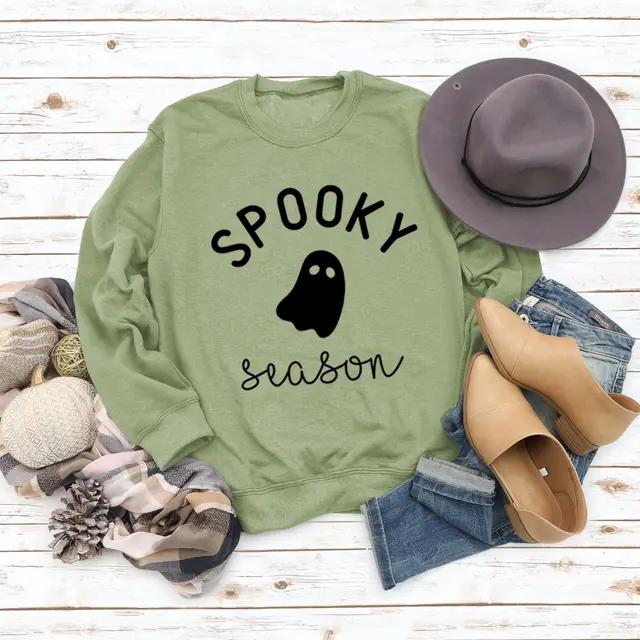 Loose Letters Autumn And Winter Round Neck Sweater Ladies Olive Sweater Black Font - Shop at LoveMi