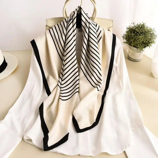 Printed 90 Square Towel Fashion Printed Decoration Sunscreen Shawl H13 Non Perforated Beige - Shop at LoveMi