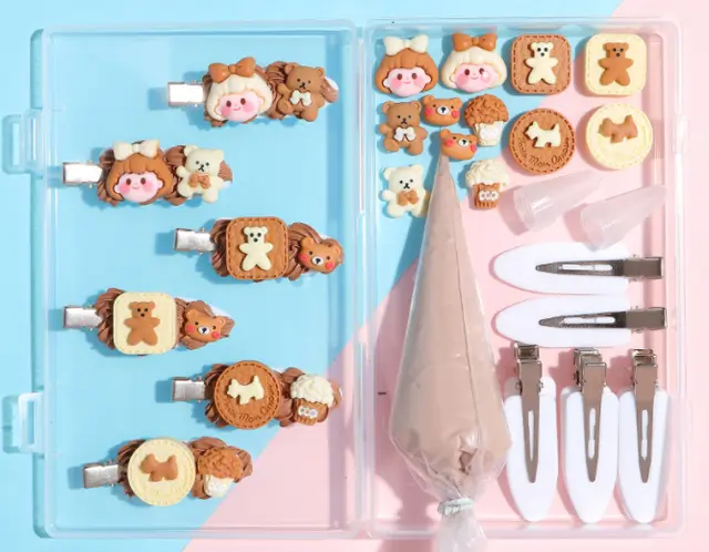 DIY Cream Gel Hair Clip Hairpin Side Clip Material Pack Style2 - Shop at LoveMi