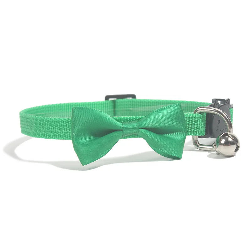 Nylon Bell Bow Pet Tie Collar - Grass Green - View 1