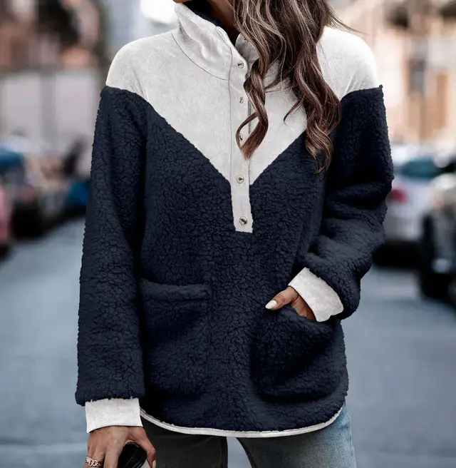 Fashionable Long Sleeve Jacket With Multi Panel Pockets Blue - Shop at LoveMi