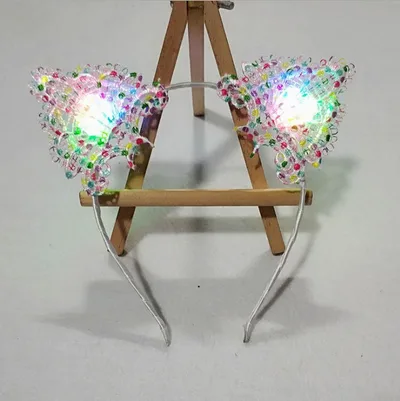 Glowing Hair Accessories Flashing Lights Cat Ears Headband Coloured Polka Dots - Shop at LoveMi