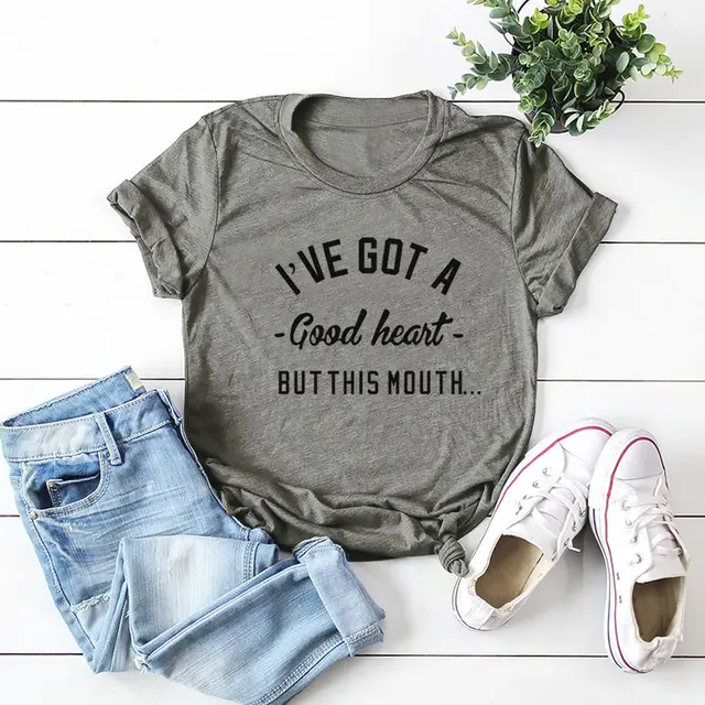 European And American Women's Round Neck Short Sleeve T shirt Grey - Shop at LoveMi
