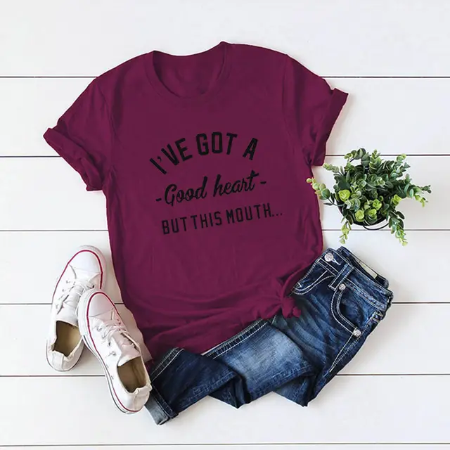 European And American Women's Round Neck Short Sleeve T shirt Wine Red - Shop at LoveMi