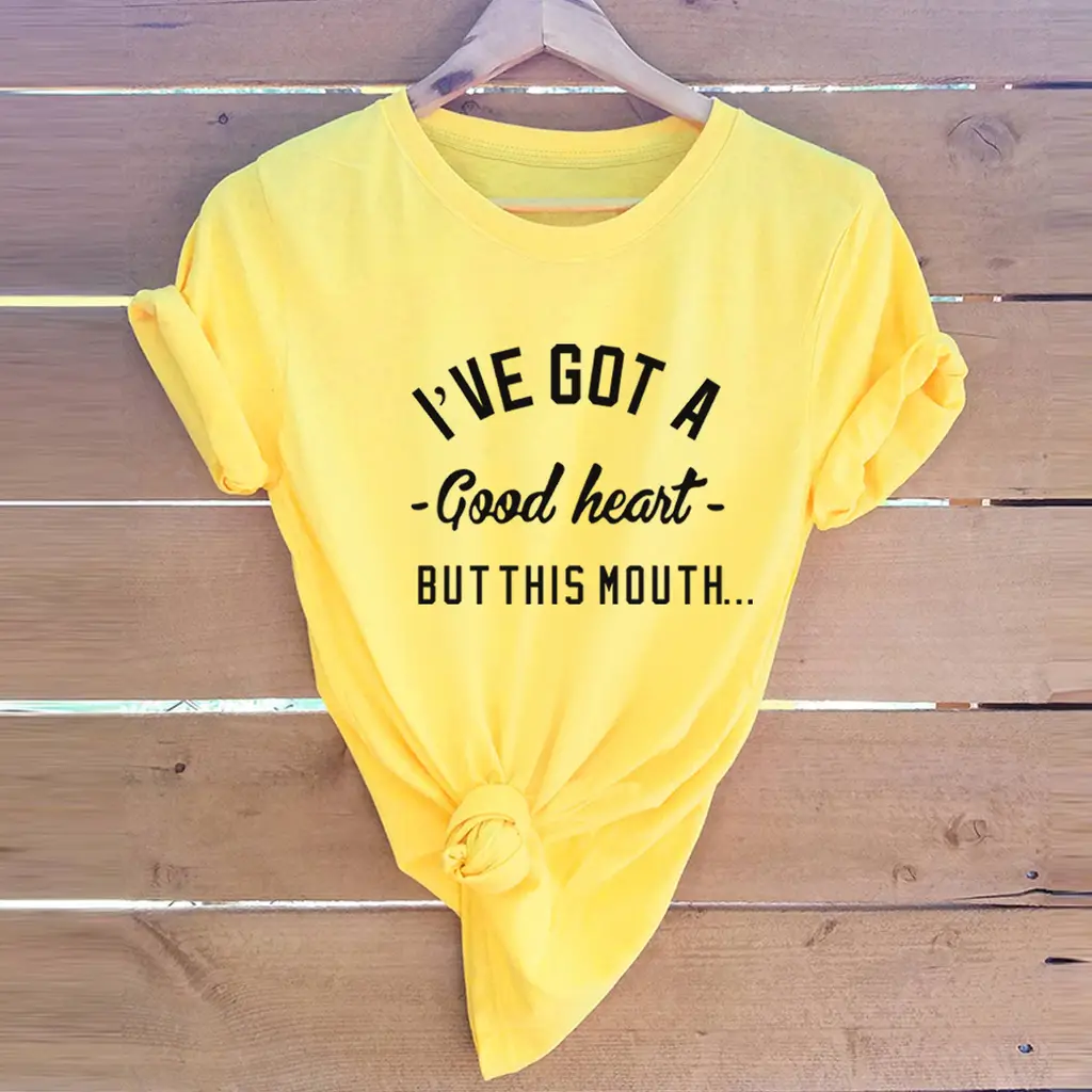 European And American Women's Round Neck Short Sleeve T-shirt - Yellow
