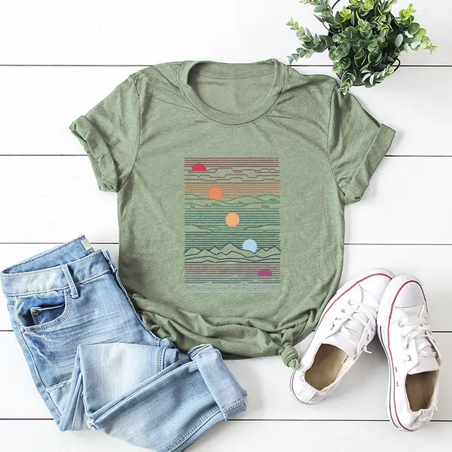 European And American Women's Round Neck Short Sleeve T shirt Army Green - Shop at LoveMi