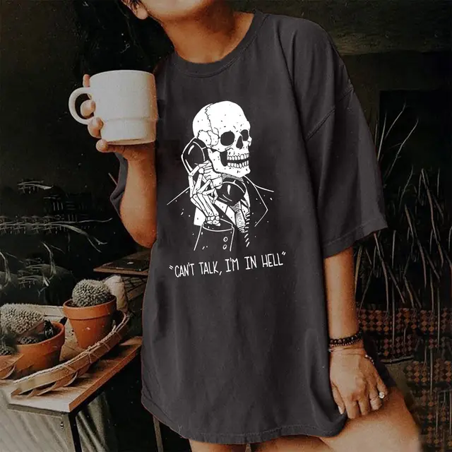 Women's Short Sleeved Vintage T shirt Skull Print High Street Fashion 27797Color - Shop at LoveMi