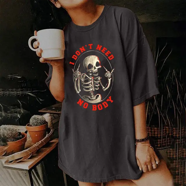 Women's Short Sleeved Vintage T shirt Skull Print High Street Fashion 27802Color - Shop at LoveMi