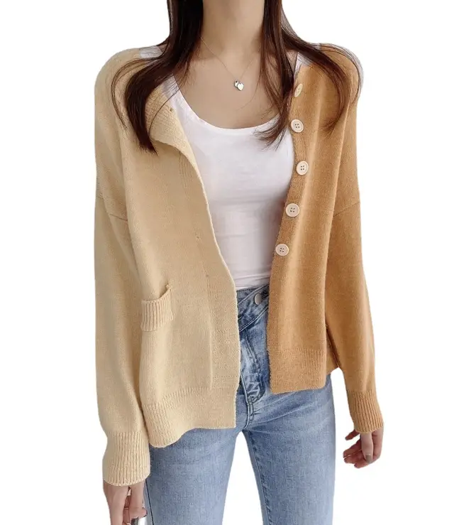 Japanese And Korean Color Matching Sweater Women's Coat Orange - Shop at LoveMi