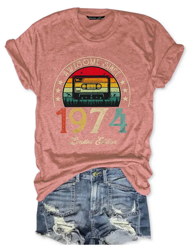 Printed European Short Sleeve Women's T Shirt Leather Pink - Shop at LoveMi