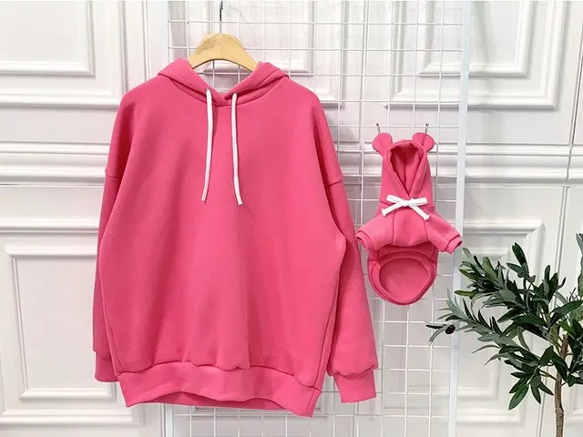Cute Bear Ear Pet Hooded Sweater Parent child Outfit Wine Red - Shop at LoveMi