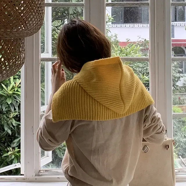 Women's Solid Color Warm Knitting Wool Scarf Yellow - Shop at LoveMi