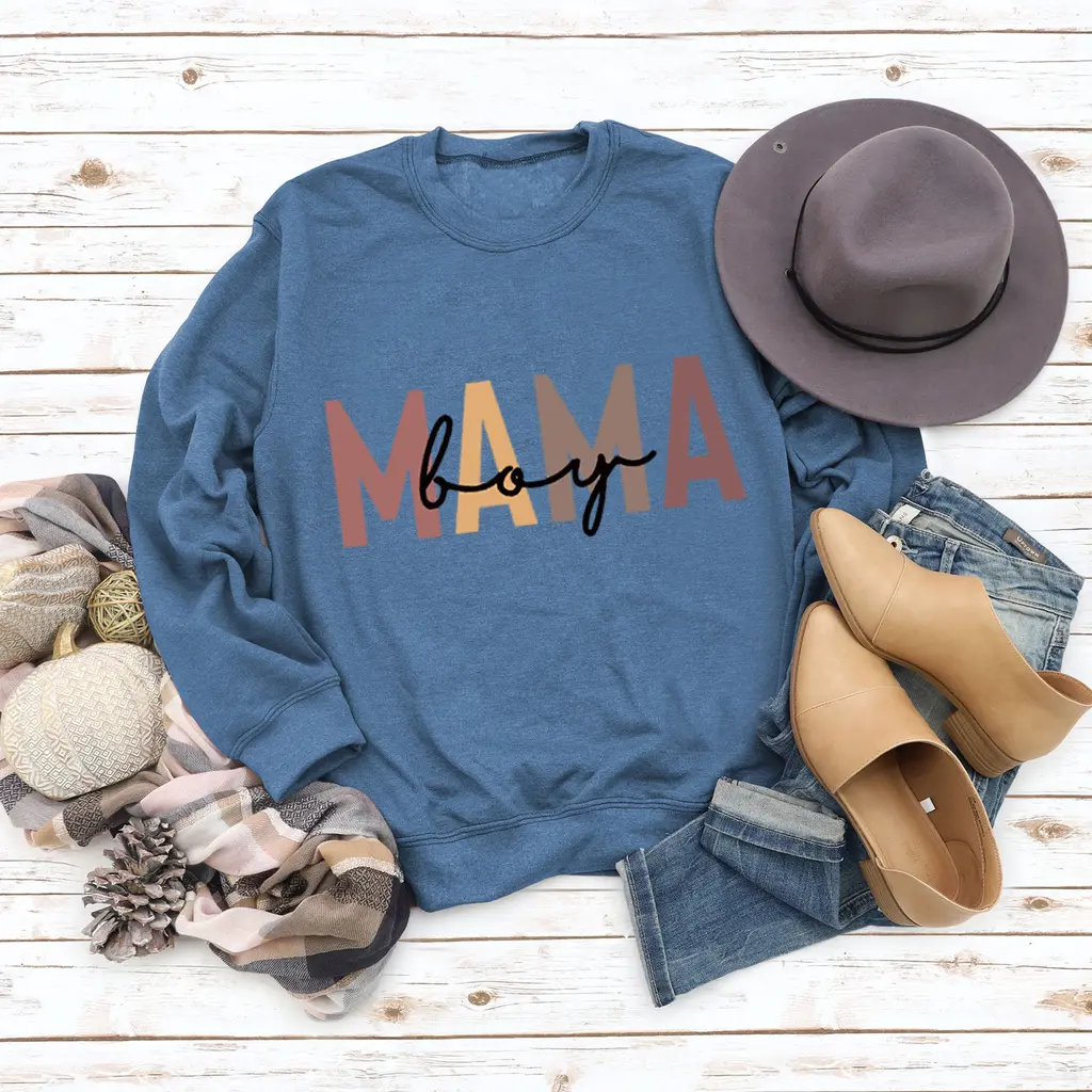 Female Cotton Printed Loose Fit Sweatshirt - Blue Jumper Black Color