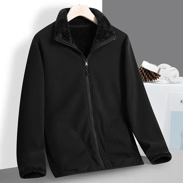 Add Fleece And Thickened Double Face To Wear Cardigan Inside Jacket Black - Shop at LoveMi