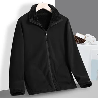 Add Fleece And Thickened Double Face To Wear Cardigan Inside Jacket - Black