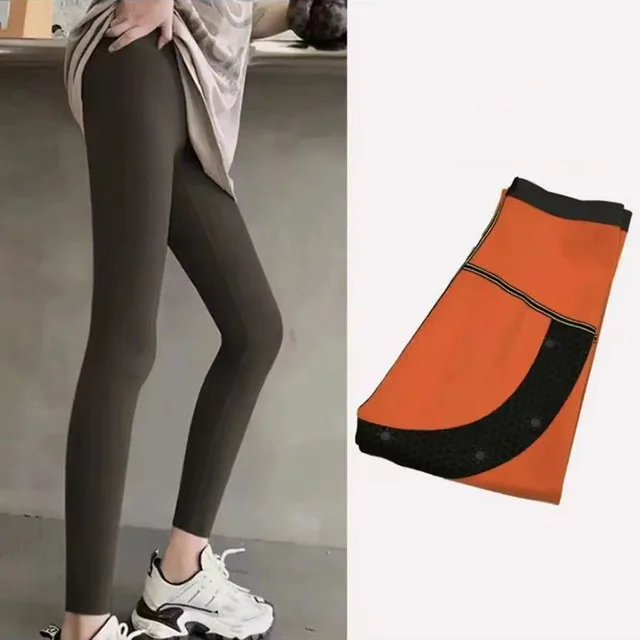 Women's Padded Elastic Pressure Abdominal Yoga Pants Coffee Orange - Shop at LoveMi