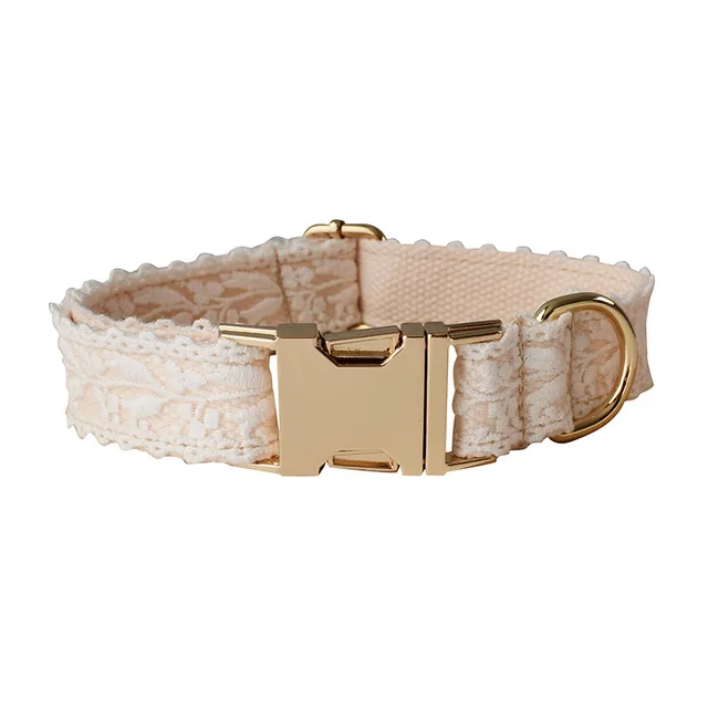 Leaf Lace Pet Collar Bow Metal Buckle Gold - Shop at LoveMi