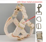 Leaf Lace Pet Collar Bow Metal Buckle - Silver