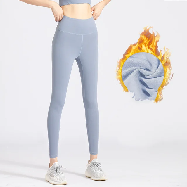 High Elastic Bottom Warm Butt Lift Yoga Pants For Running Blue - Shop at LoveMi