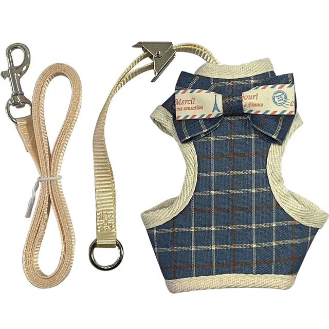 Cat Traction Rope Out Anti Slip Vest Type Adjustable Strap Royal Blue Bow Tie - Shop at LoveMi