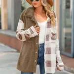 Plush Coat Lapel Long Sleeve Double Sided - Camel