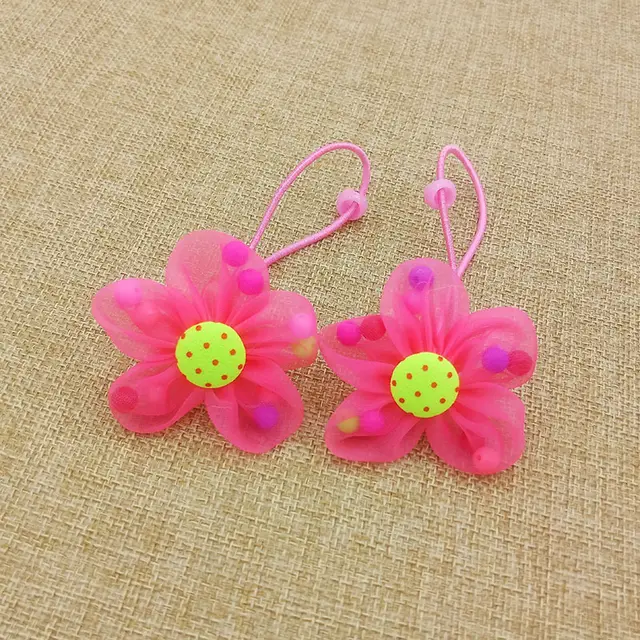 Chiffon Flower Beads Buckle Children's Head Ornaments Rubber Band Hair Ring Watermelon Red - Shop at LoveMi