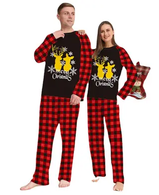 New Golden Deer Print Christmas Parent Child Pajama Set