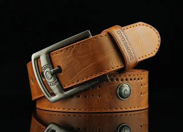 Antique Jeans Strap Rivet Men's Leather Belt Brown - Shop at LoveMi