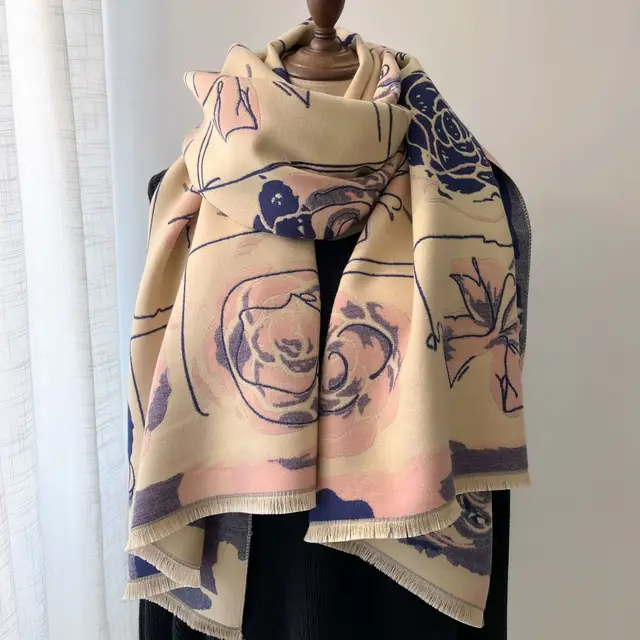 Warm Shawl Color Matching Matching Cashmere Scarf 5 Style - Shop at LoveMi