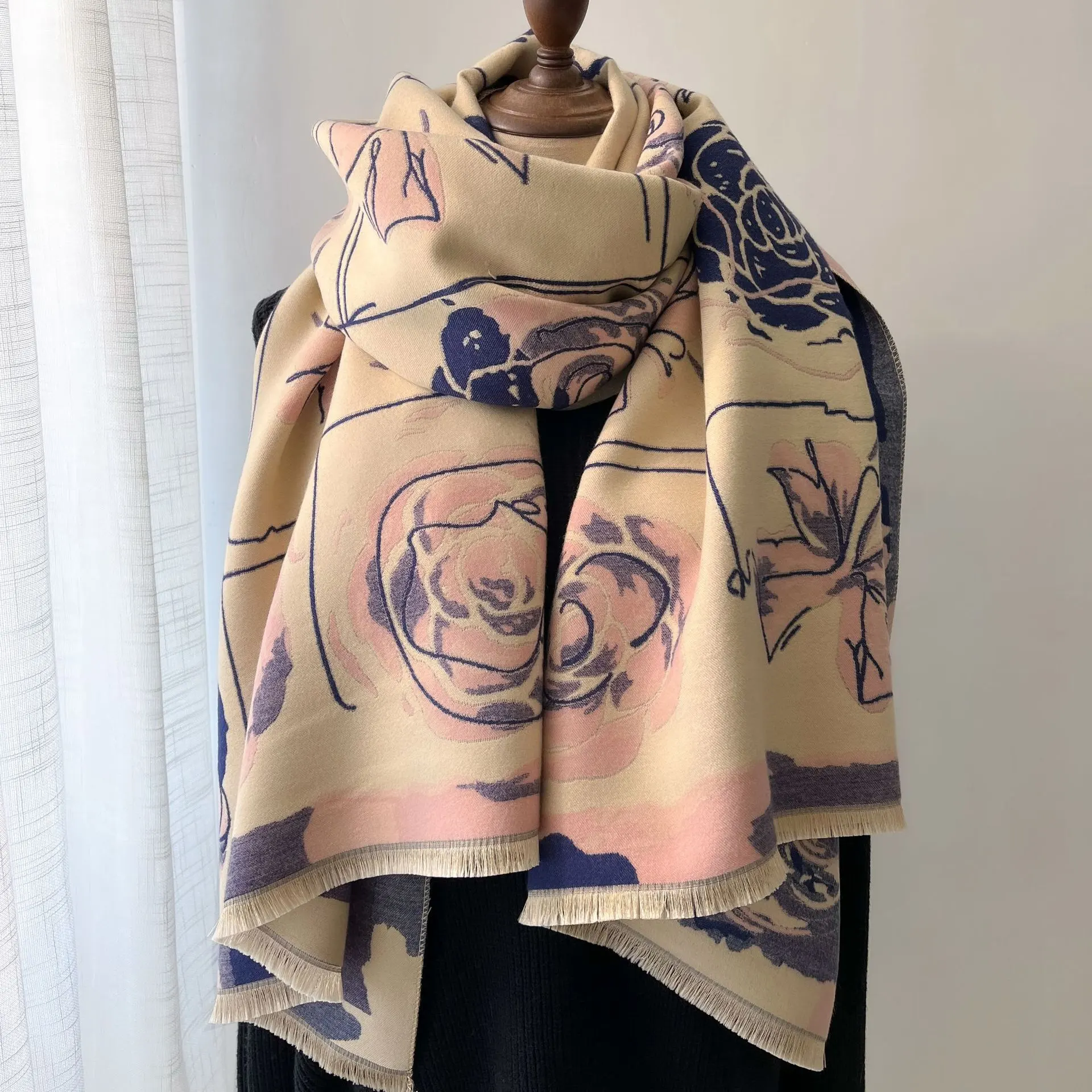 Warm Shawl Colour Matching Matching Cashmere Scarf - 5 Style
