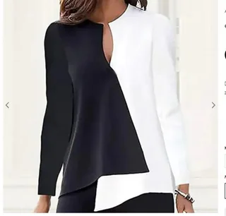 Digital Printed Flower V-neck Hem Asymmetric Women's Long Sleeves - Q405 Color