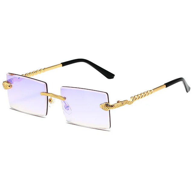 New Snake Shaped Metal Cut Edge Sunglasses For Women Gold Framed Blue Mercury - Shop at LoveMi