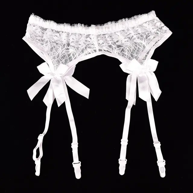 Thin Transparent Lace Garter Female Bow White - Shop at LoveMi