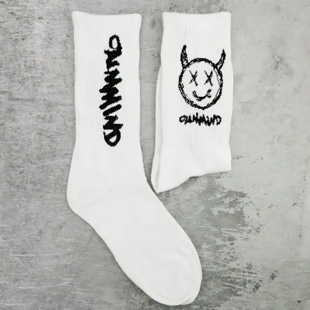 Skateboarding Basketball Long Tube Fashion Sports Socks White Horn Demon - Shop at LoveMi