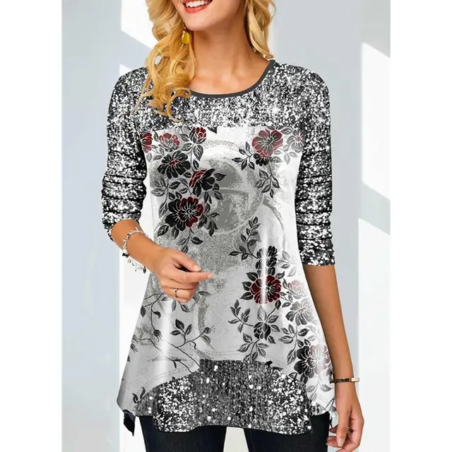 Women's Top Fashion Print Round Neck T shirt White - Shop at LoveMi