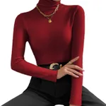 Solid Colour Comfortable Long Sleeve Jumper Women - Red