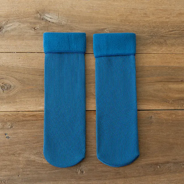Wool Thickened Women's Medium Tube Solid Color Socks Dark Blue2 - Shop at LoveMi