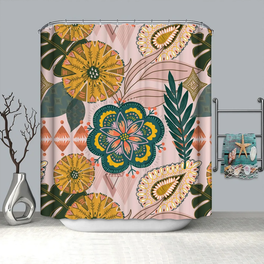 Succulent Flower And Grass Shower Curtain Digital Printing Bathroom Supplies Cx935 - Shop at LoveMi