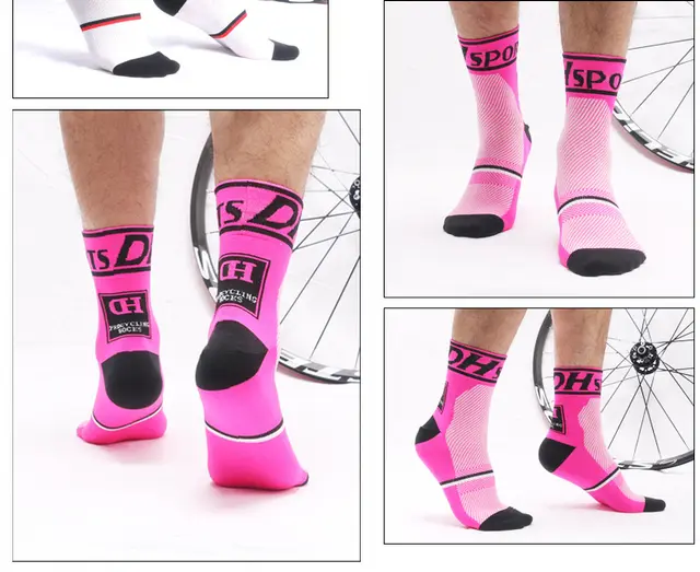 Compression Wear resistant Cycling Socks For Men And Women Pink - Shop at LoveMi