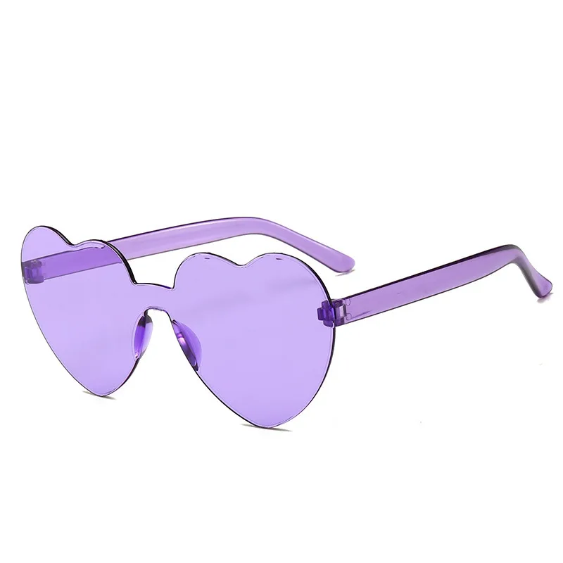 Love Heart Shape Jelly Colour Rimless Eyeglasses - Purple