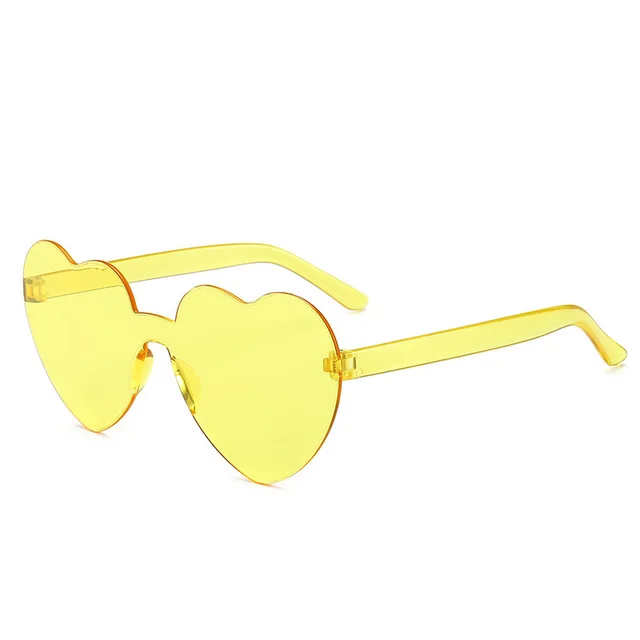 Love Heart Shape Jelly Color Rimless Eyeglasses Yellow - Shop at LoveMi