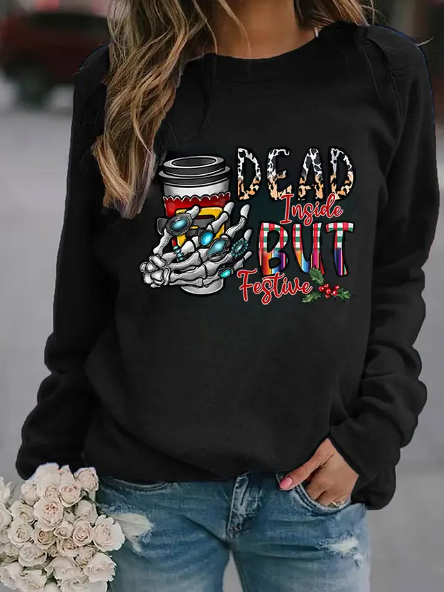 Pumpkin Printed Thin Sweater Women In Europe And America - Black