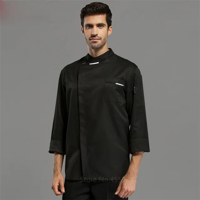 Hotel After catering Kitchen Clothes Chef's Short Sleeves Black Long Sleeve - Shop at LoveMi