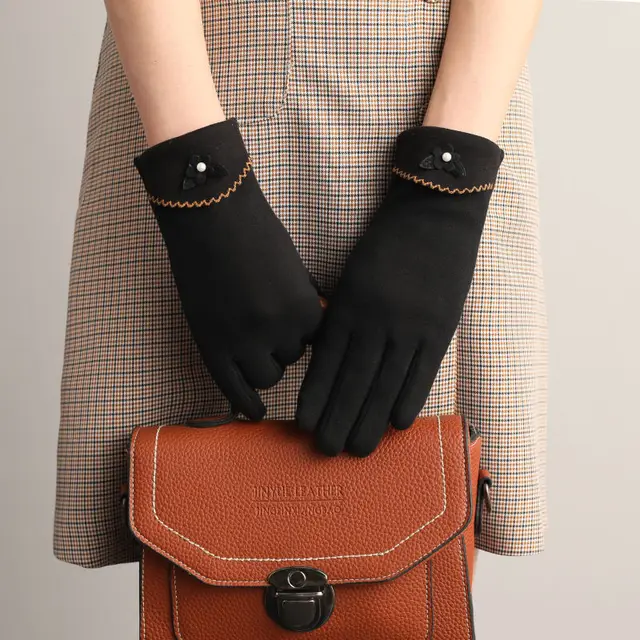 Women's Outdoor Cycling Touch Screen Gloves Without Inverted Fleece Black C - Shop at LoveMi