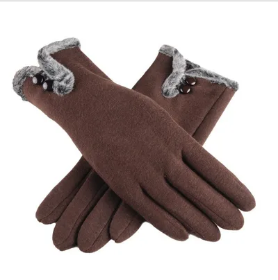 Women's Outdoor Cycling Touch Screen Gloves Without Inverted Fleece Coffee - Shop at LoveMi