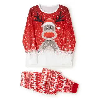 Christmas Print Long Sleeve Casual Parent-child Set - Red