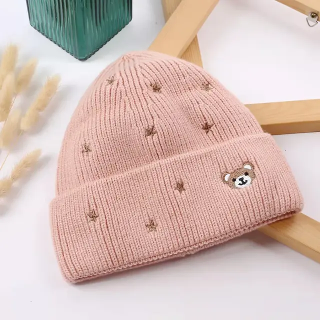 Ins Fashionable New Cute Teddy Bear Knitted Hat Pink - Shop at LoveMi