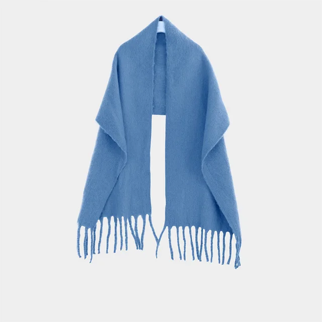 Shawl To Keep Warm All Wear White Bright Red Solid Color Neck Blue Mist - Shop at LoveMi