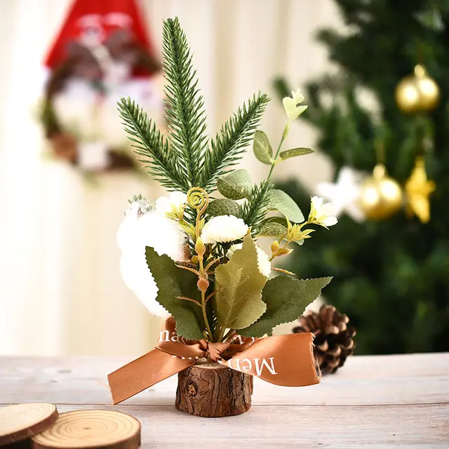 Simple Mini Christmas Decoration Window Small Tree Photography Props Payment For White Cotton - Shop at LoveMi