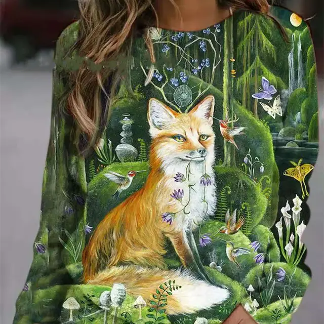 Round Neck Pattern Print Long Sleeve Jumper For Women Dynamic Pattern Print5 - Shop at LoveMi